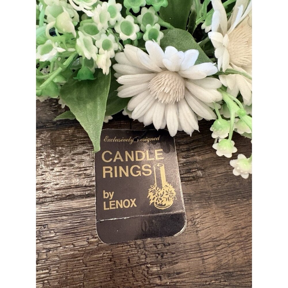 Vintage Lenox Plastic Faux Flower Candle Ring Wreath White Daisy Pair Of 2 - Picture 4 of 8